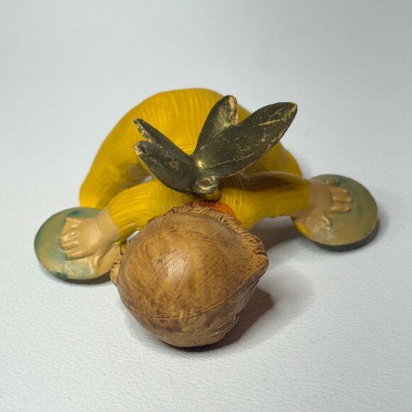 Depose Italy Seated Baby Angel with Cymbals Blue Eyes Yellow Outfit - Picture 4 of 6